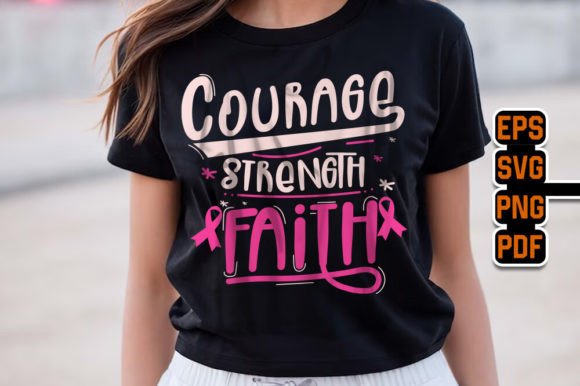 Embroidery Review: Breast Cancer-Courage Strength Faith SVG