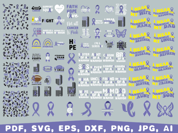 Stomach Cancer Awareness, Periwinkle: A Thoughtful Embroidery Design for Meaningful Projects