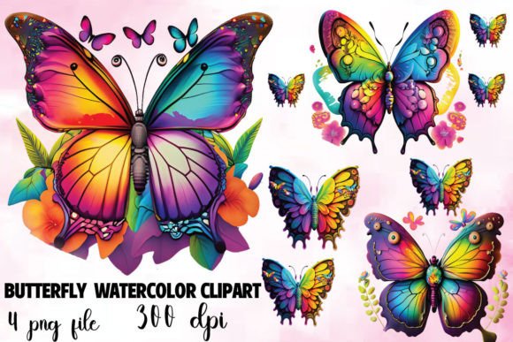 Watercolor Butterfly Clipart Bundle Review for Embroidery Projects
